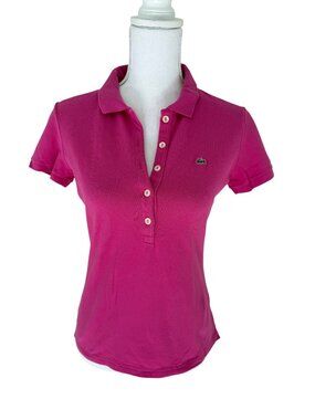 Lacoste Top Womens Size Medium / Eur 40 Pink Preppy SS Polo Shirt Stretch